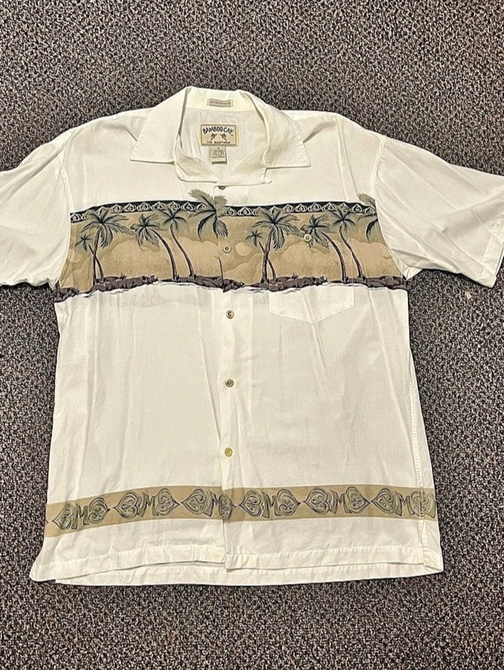 Bamboo Cay Rayon Palm Print Shirt Size Medium Like New